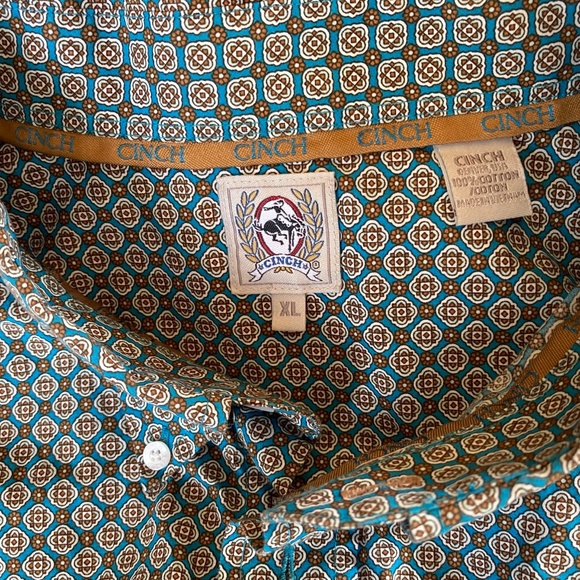 Cinch Men's Medallion Print Short Sleeve Button Down Western Shirt Size XL - Picture 5 of 7